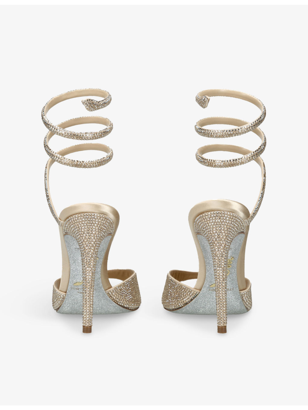 Jewelled-Strap Wrap Leather Heeled Sandals - 4