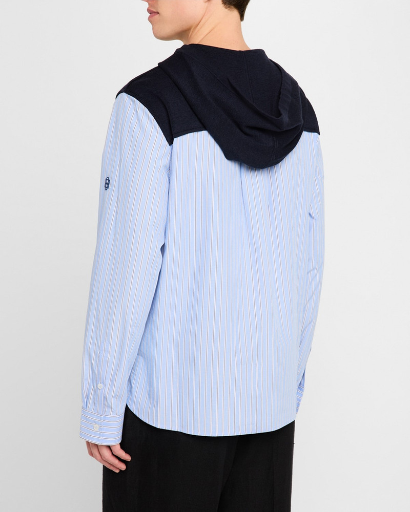 Men's Adonis Stripe Poplin and Knit Mix Combo Hoodie 3