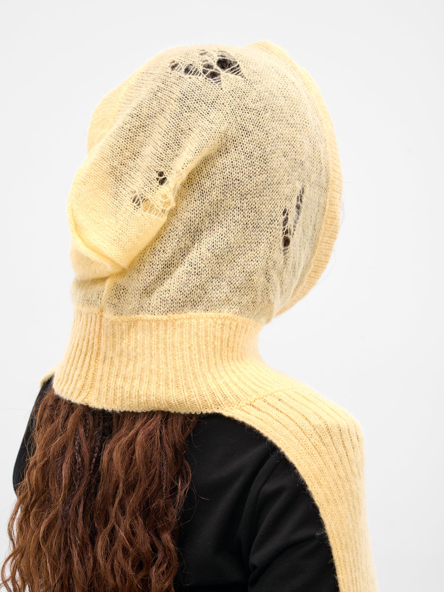 Yellow Knit Hooded Scarf - 3