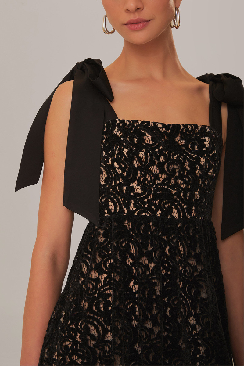 Black Velvet Lace Sleeveless Maxi Dress 3