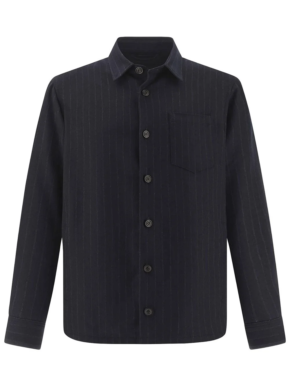 Pinstriped Wool Overshirt - 1
