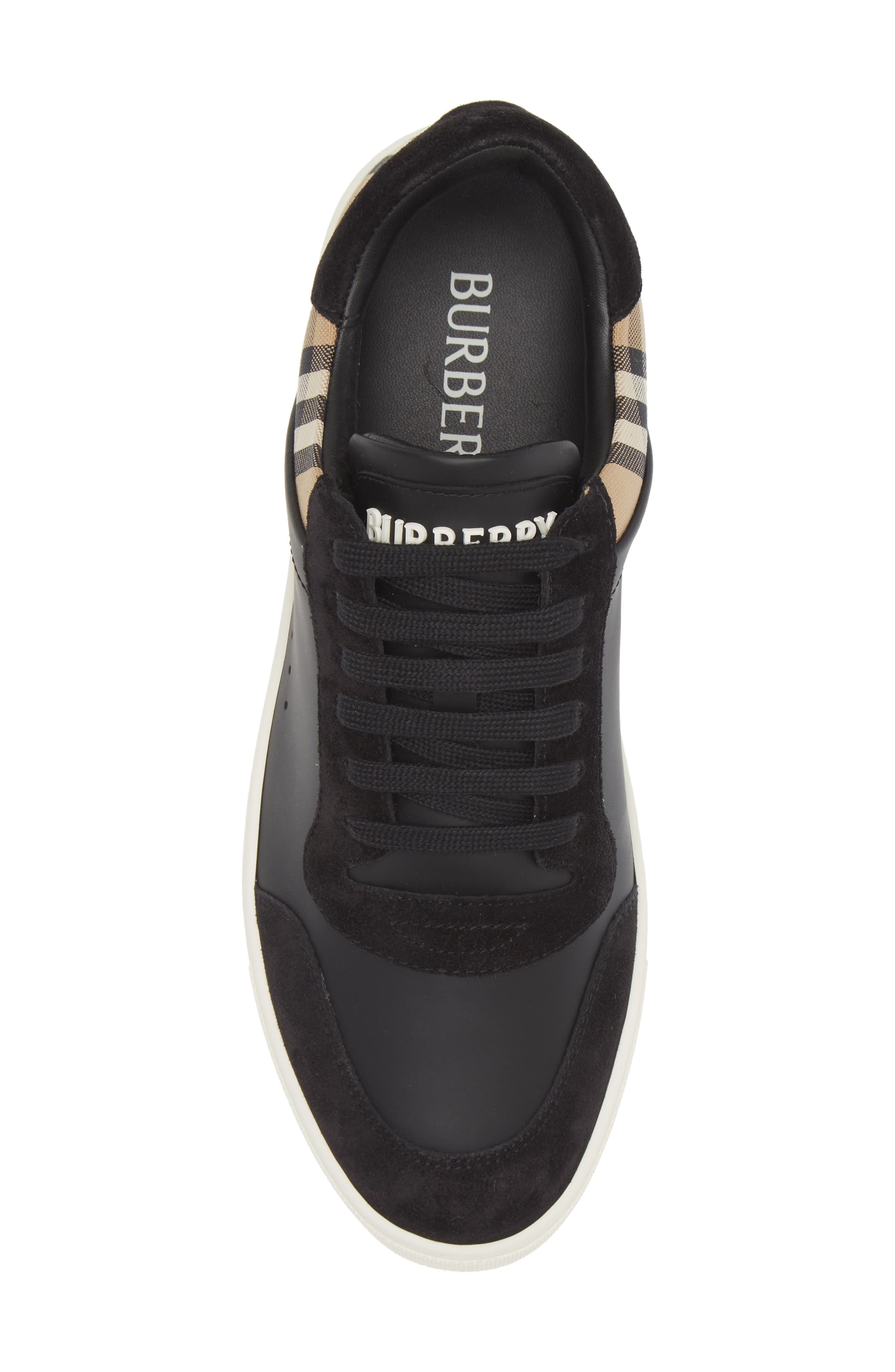 burberry Stevie Leather & Canvas Check Sneaker in Black/arbeige Ip Chk at Nordstrom - 5
