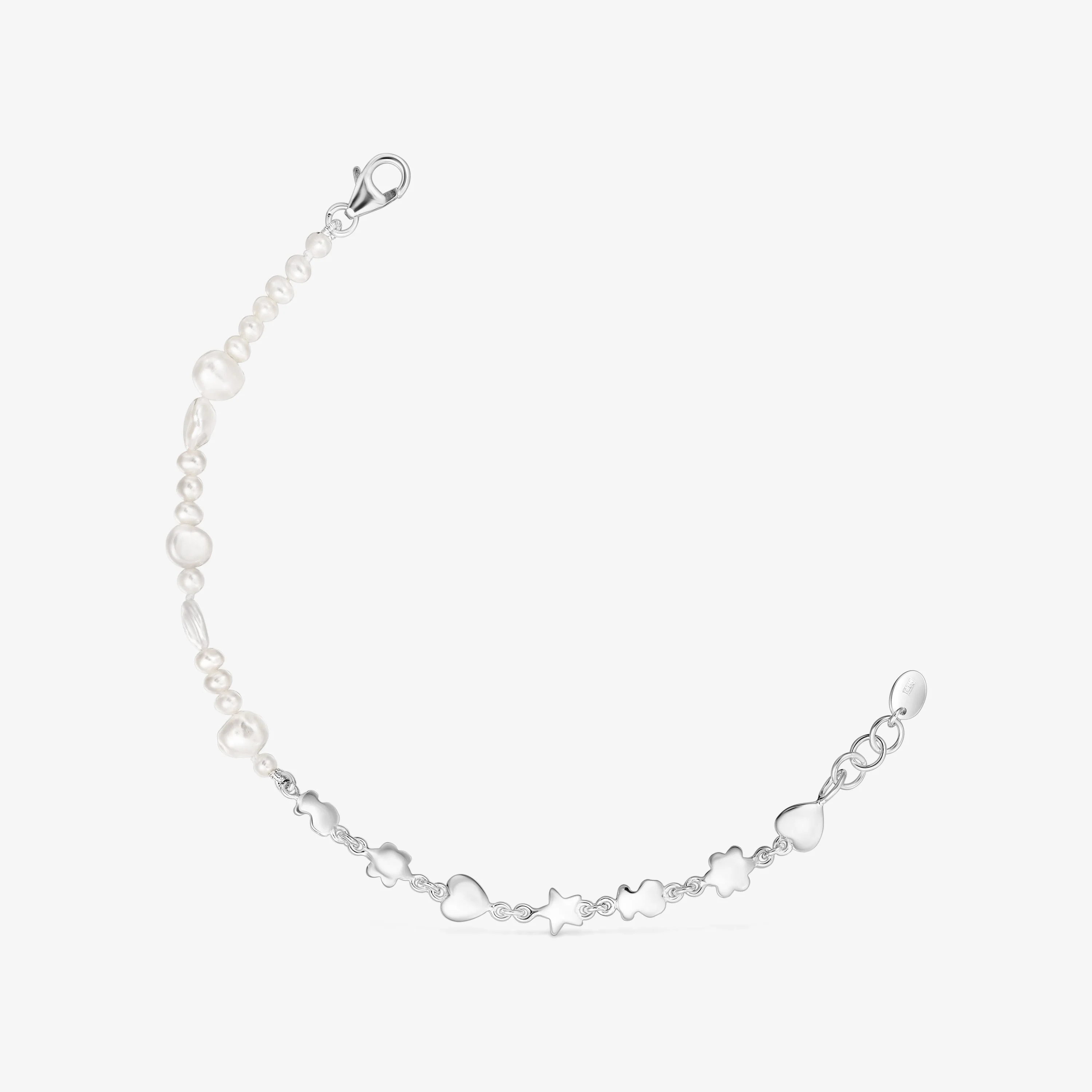Silver and cultured pearls Mini Icons Bracelet with charms - 1