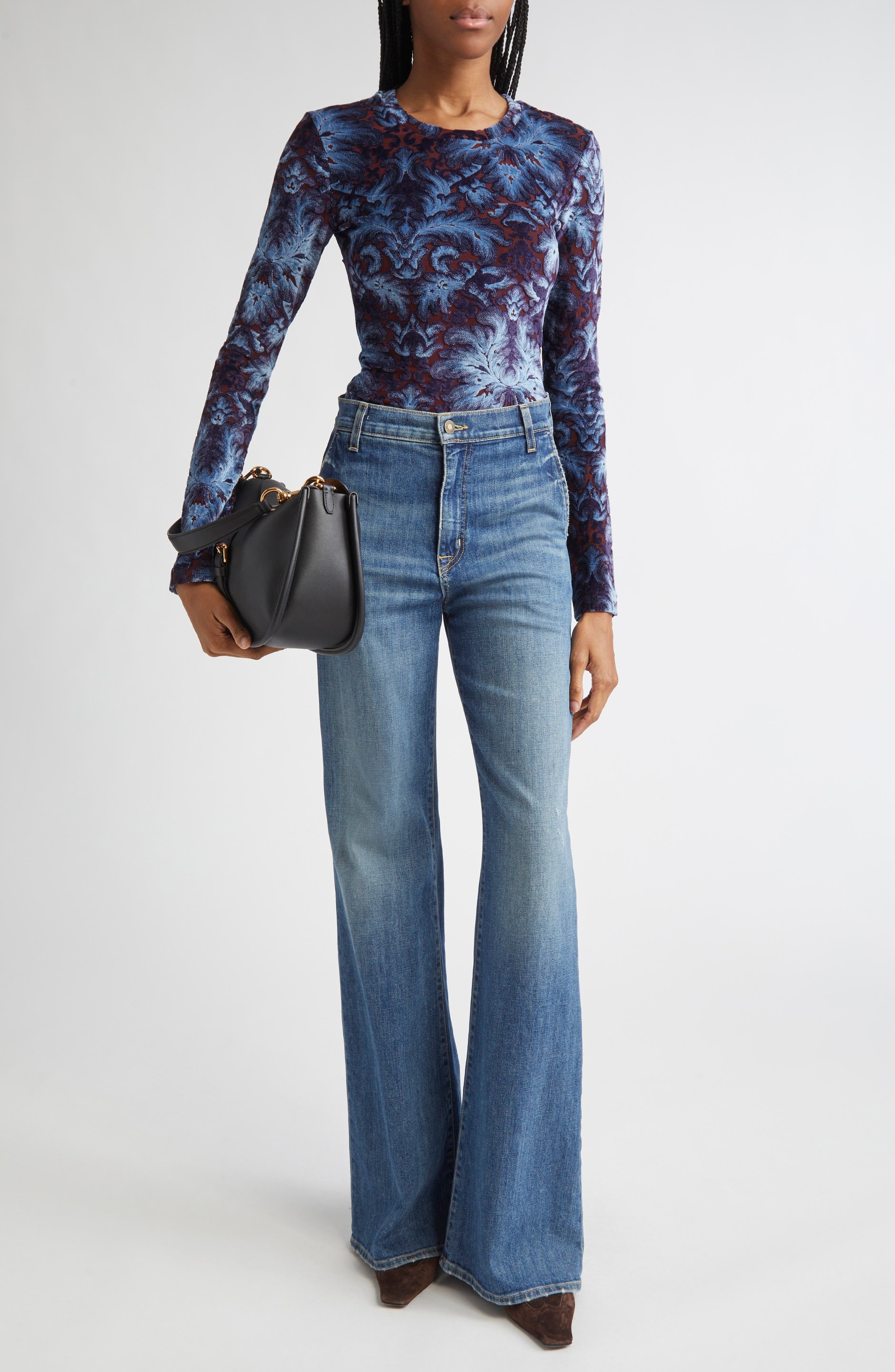 Etro Paisley Flocked Jersey Top in Multicolor Blue Base at Nordstrom - 2