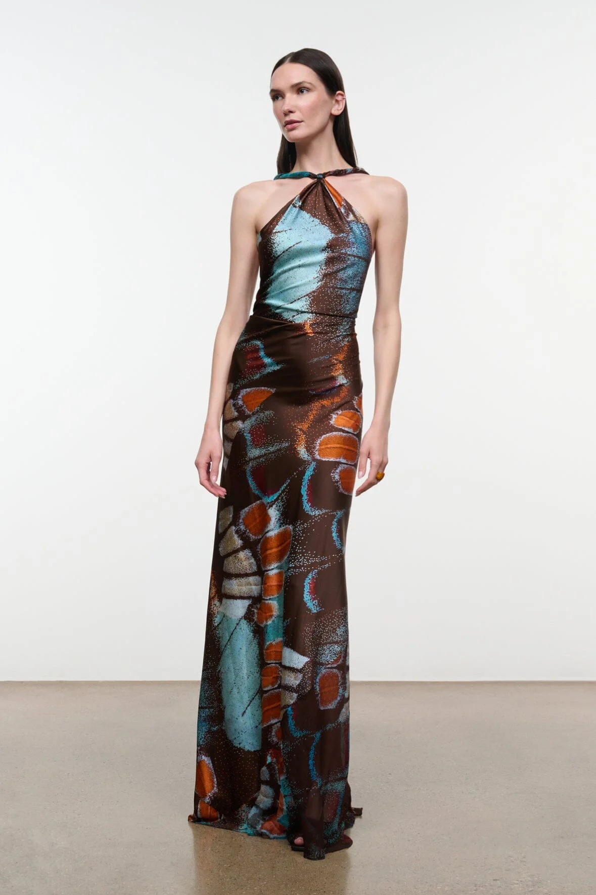 STAUD CHARLI SILK DRESS BUTTERFLY SKY - 1