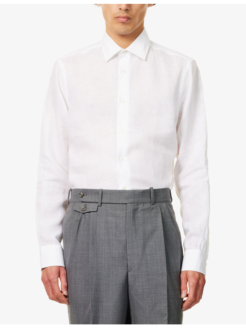 Tailored-Fit Long-Sleeves Linen Shirt - 3
