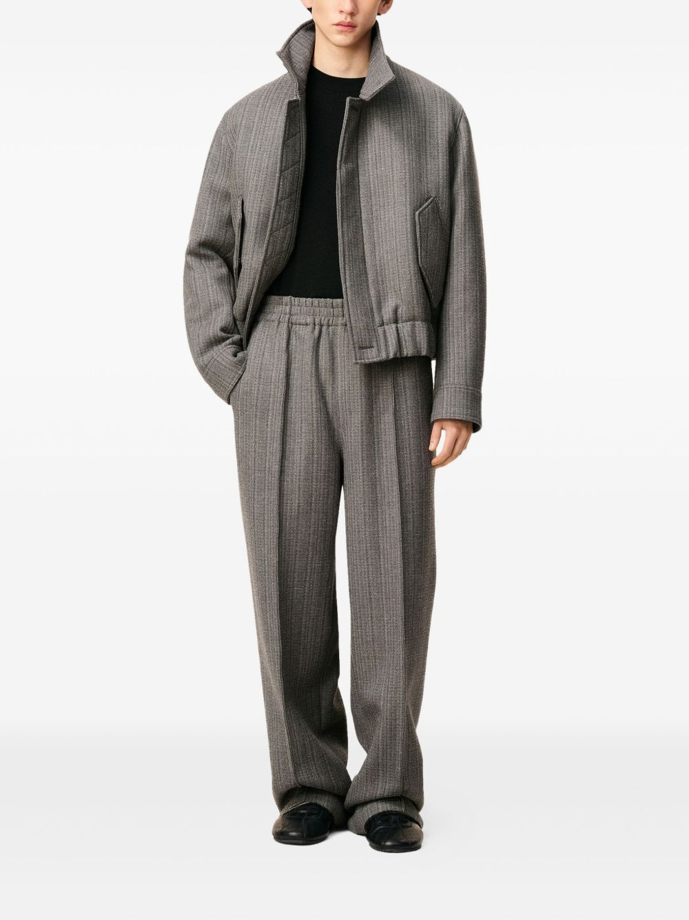 herringbone elasticated trousers - 2