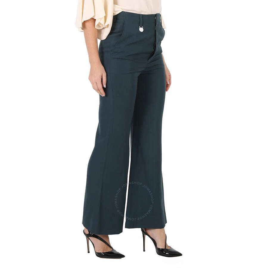 MM6 Ladies Petrol Green High-Waisted Flared Trousers - 2
