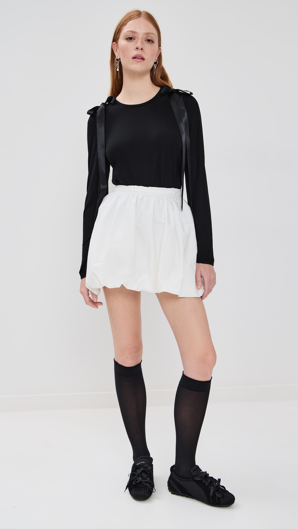 Bow Ribbon Tail Long Sleeve T-Shirt - 4