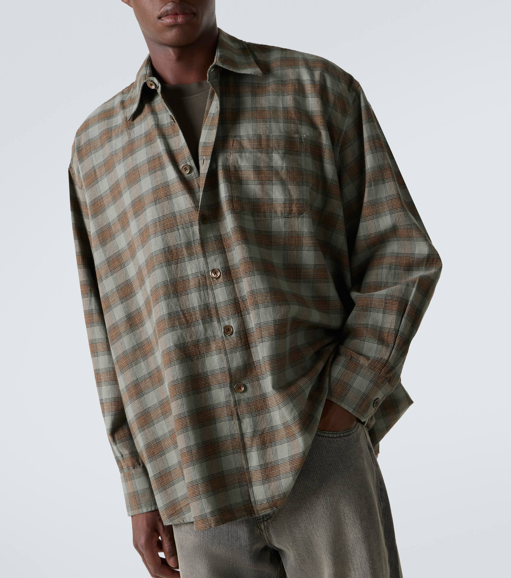 Borrowed checked cotton flannel shirt - 5