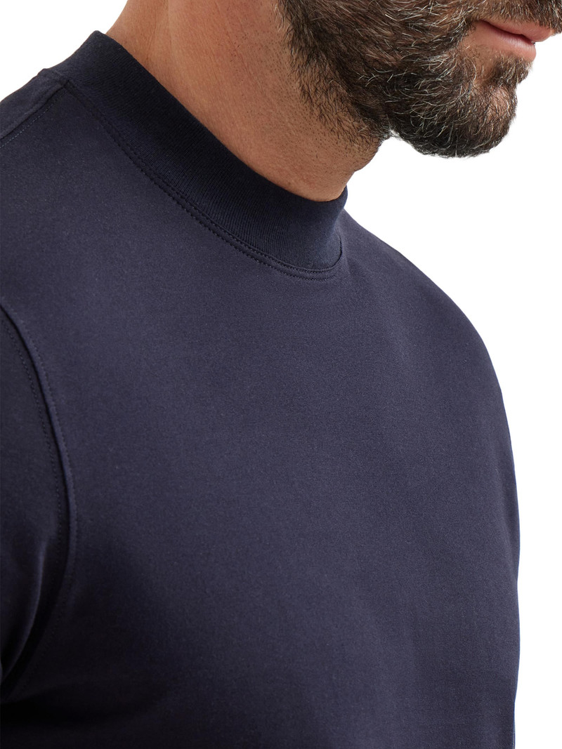 Men's Cotton Jersey Mock-Neck T-Shirt - Navy Blue 5