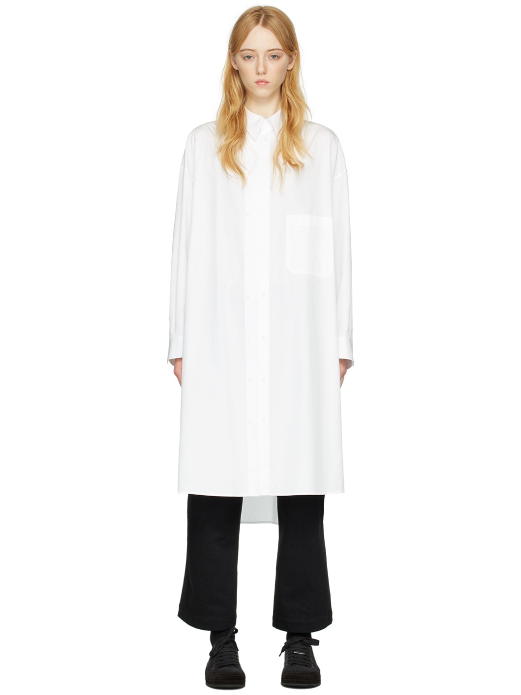 White Cotton Midi Dress - 1