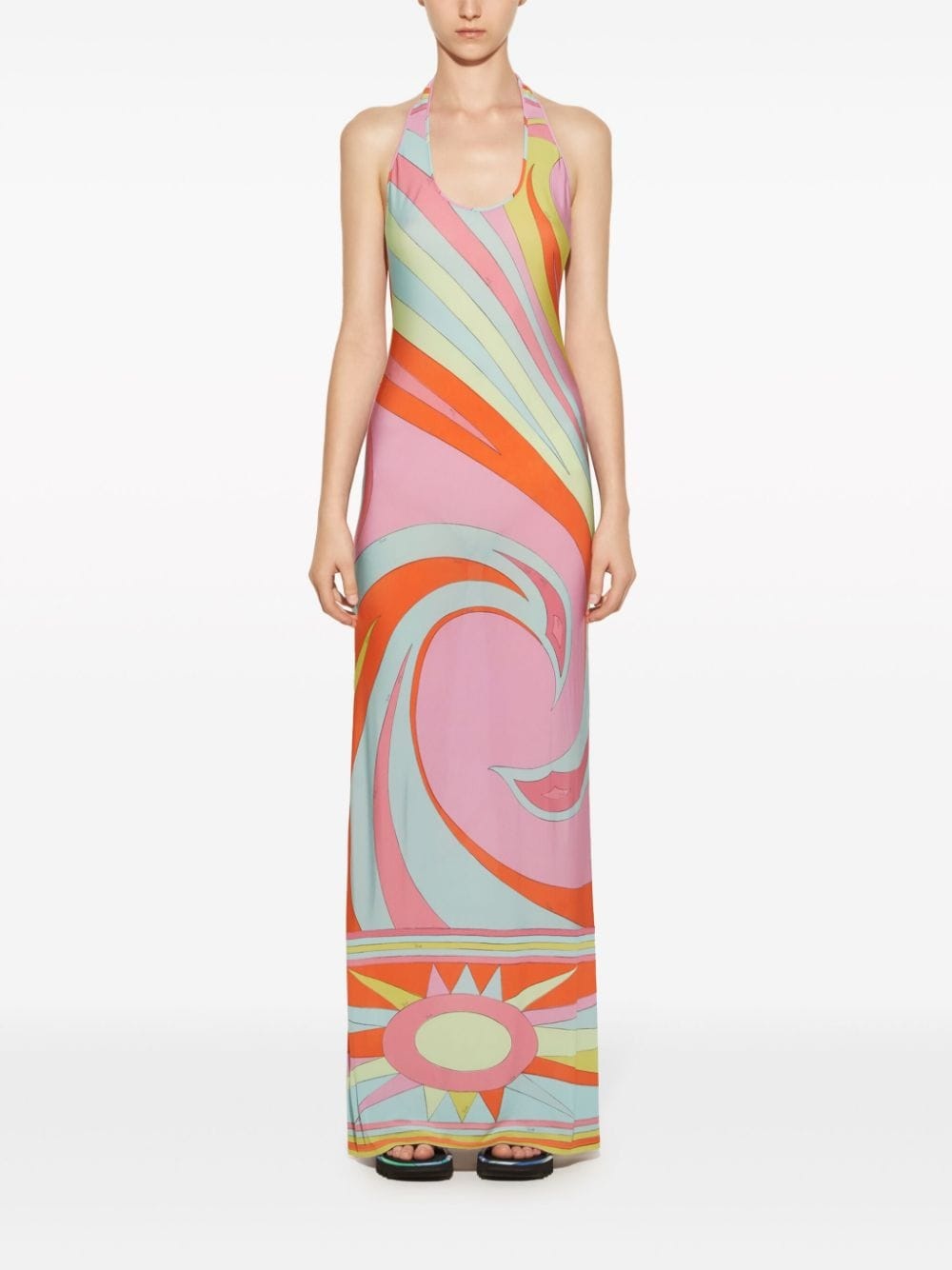 Cigni-print maxi dress - 2