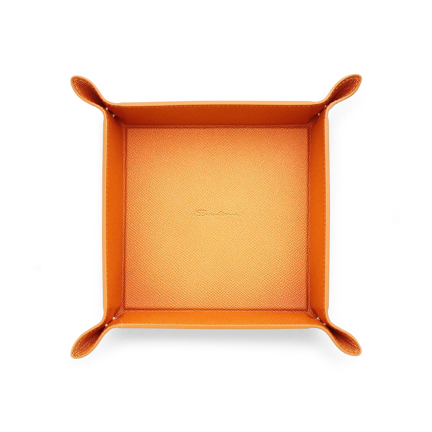 Orange saffiano leather change tray - 2