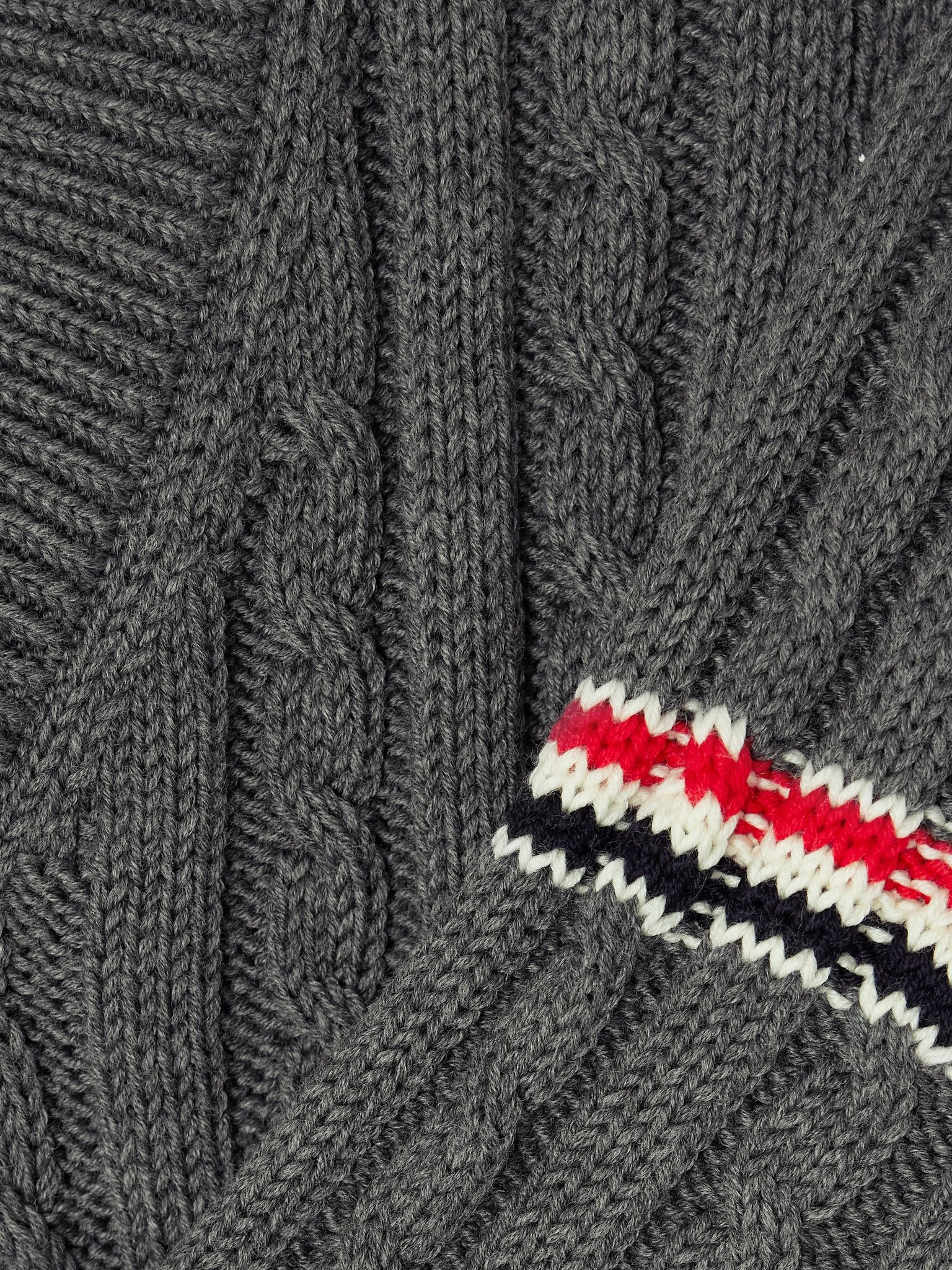Striped cable-knit wool sweater Gray - 5