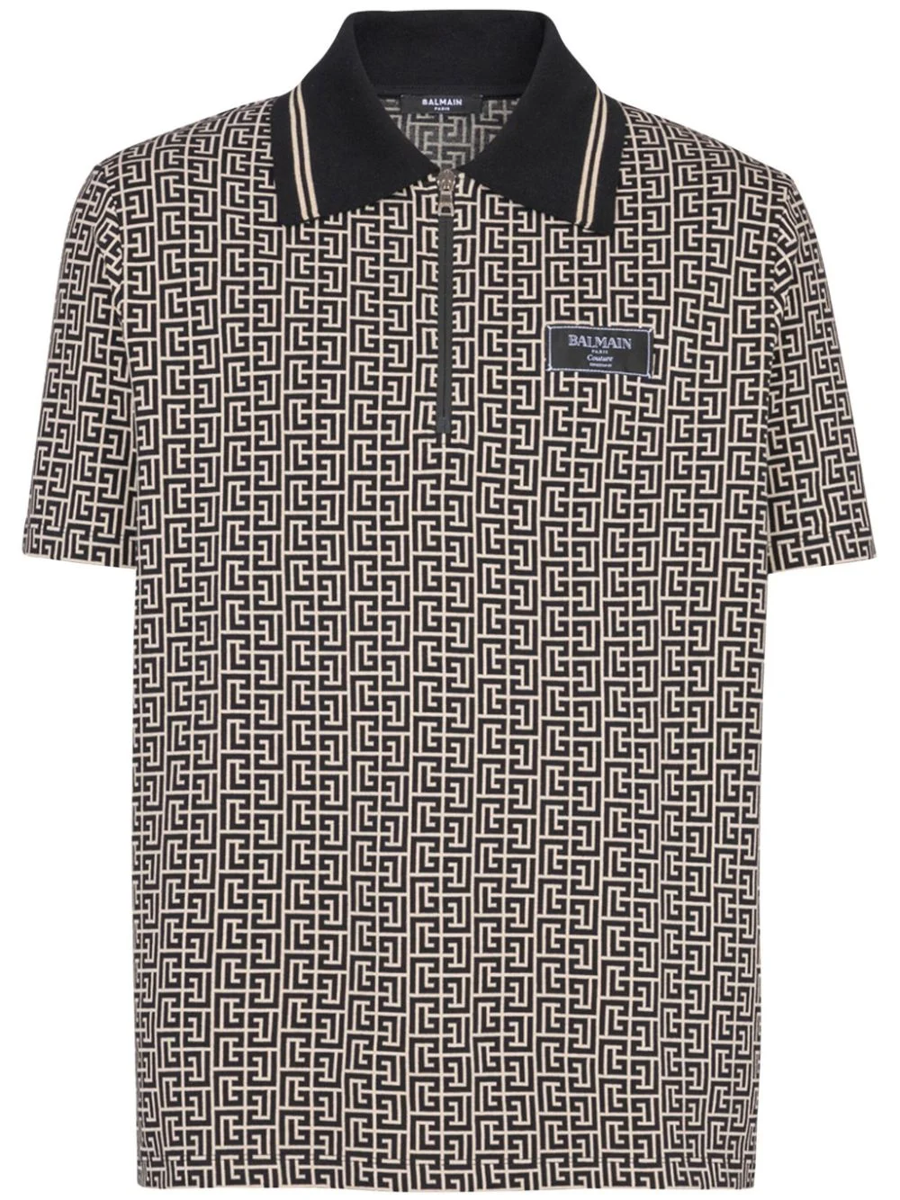 Balmain Men Labyrinth Polo Shirt With Jacquard Effect - 1