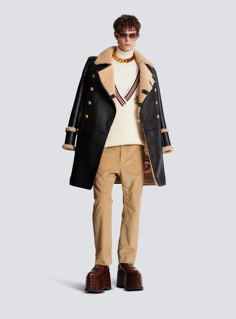 Balmain Long sheepskin coat outlook
