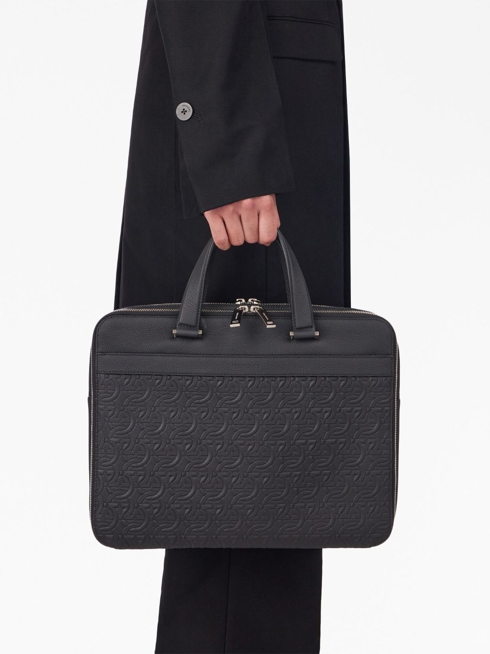 monogram-embossed leather briefcase - 2
