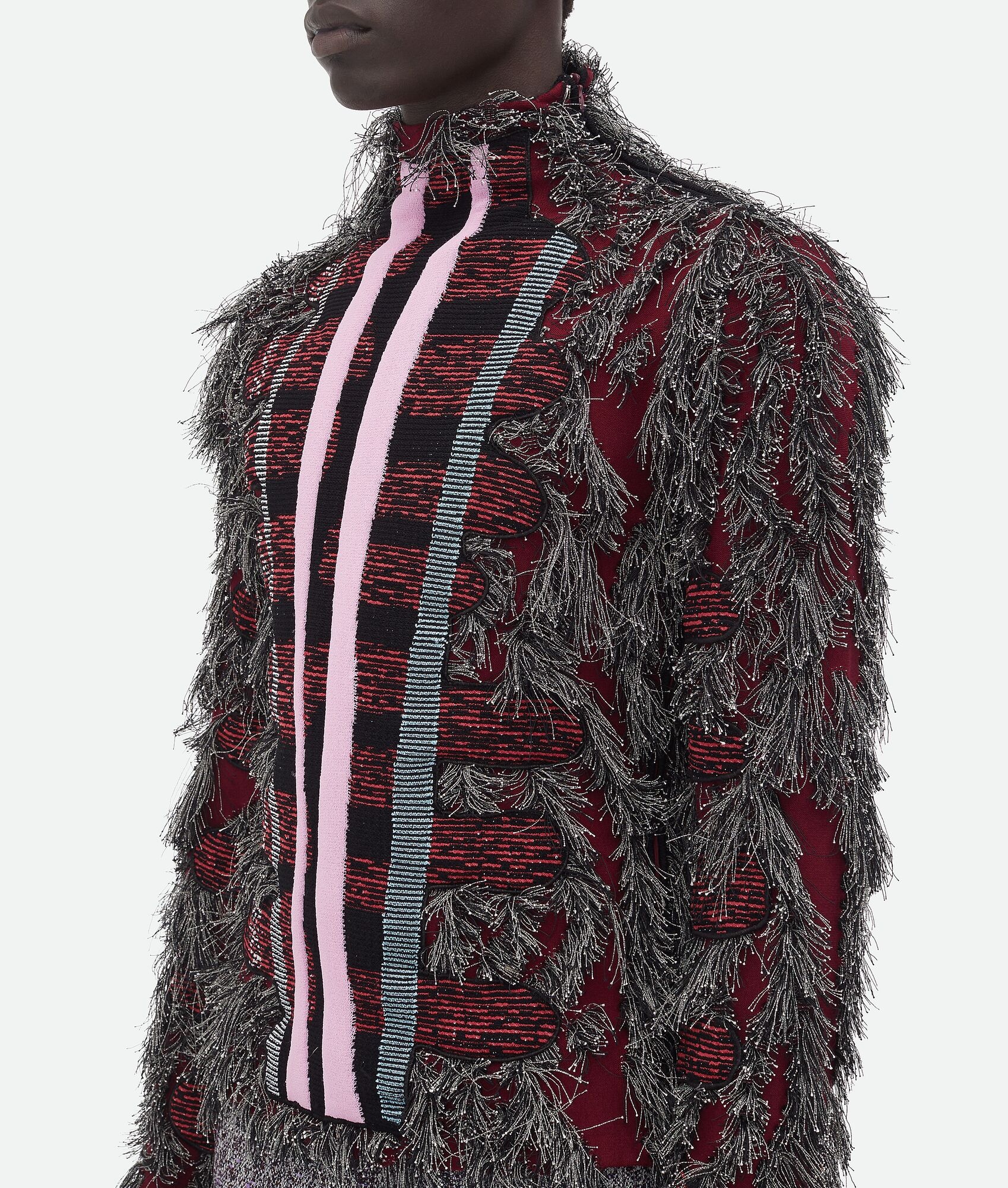 Jacquard Fringed High Neck Sweater - 5