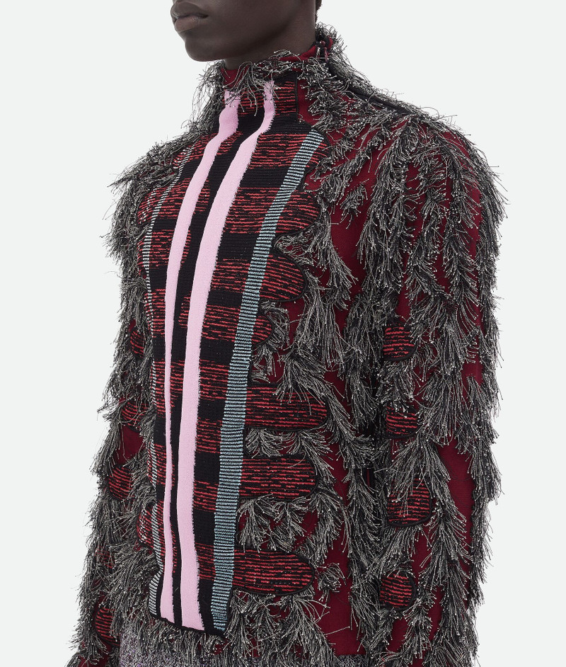 Jacquard Fringed High Neck Sweater 5