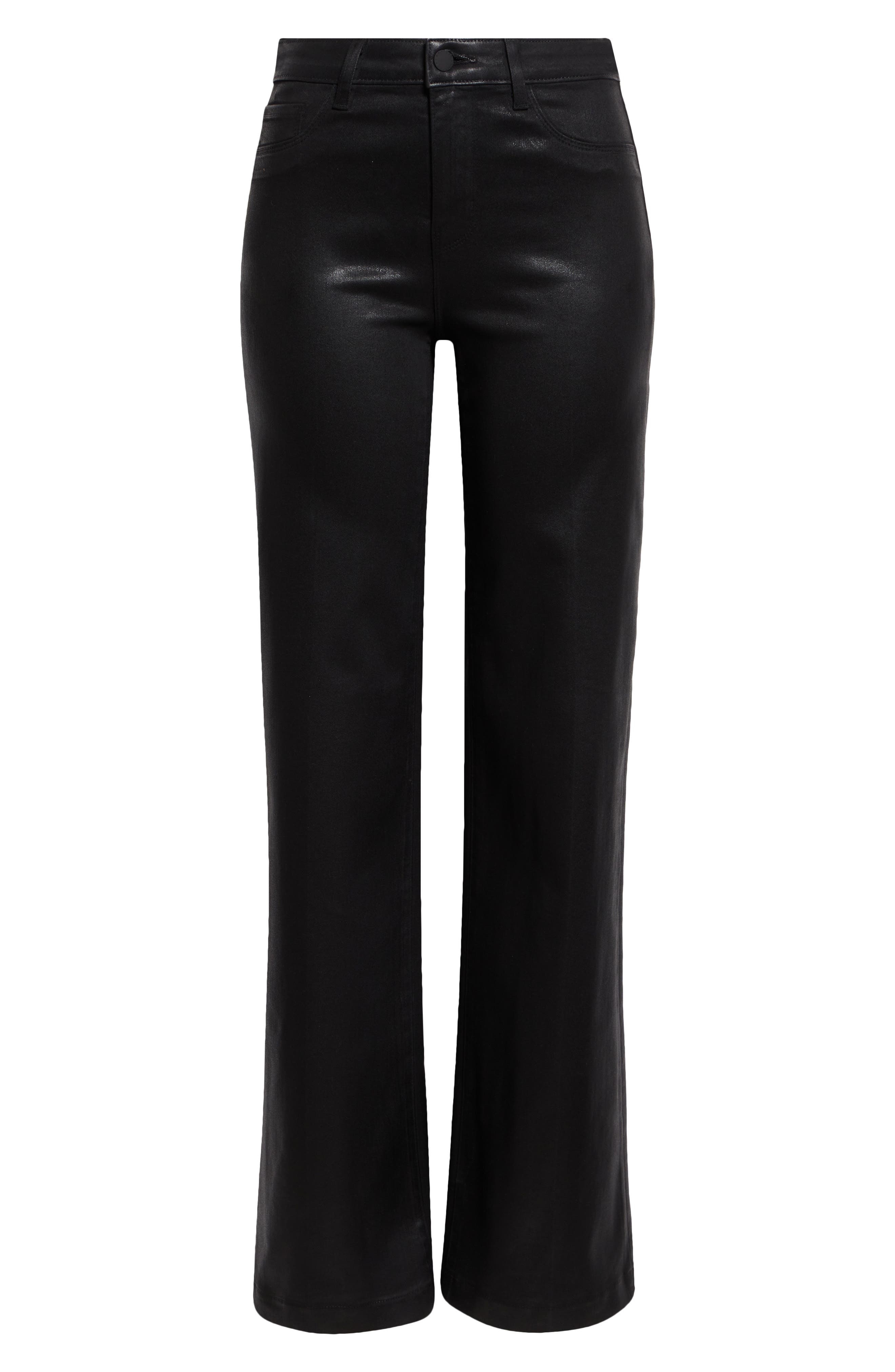 L'AGENCE Clayton High Waist Wide Leg Pants in Noir Coated at Nordstrom - 5