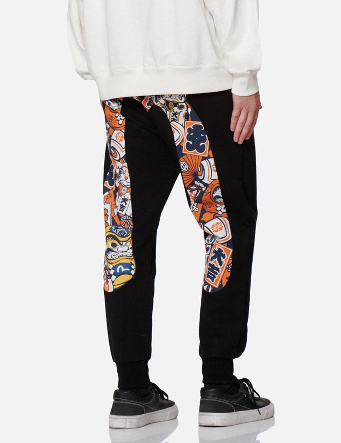 EVISU SQUAD DAICOCK PRINT WITH FORTUNE CAT EMBROIDERY SWEATPANTS - 7