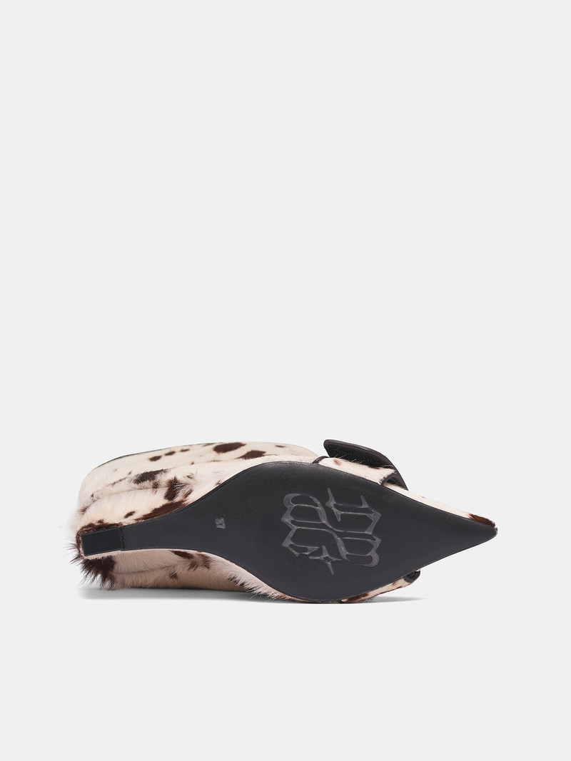 White Cow Print Wide Boots 6