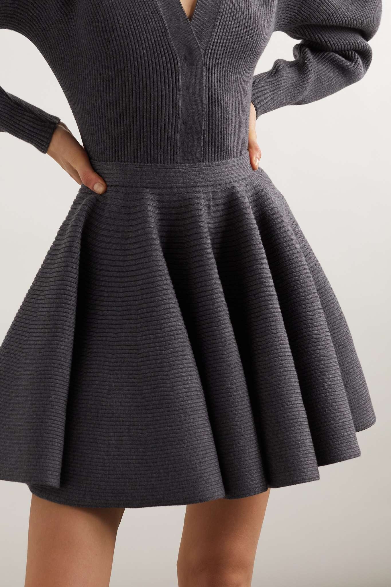 Ribbed wool-blend mini skirt - 3