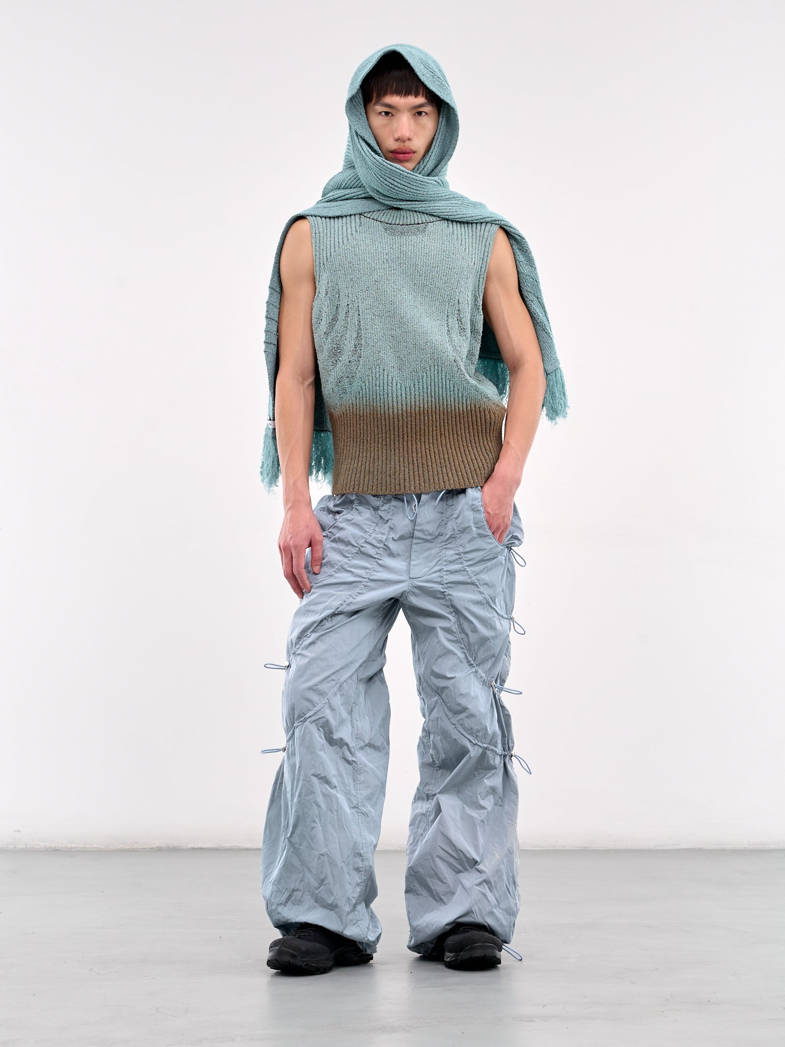 Scarf Collar Knit Sweater Vest - 6