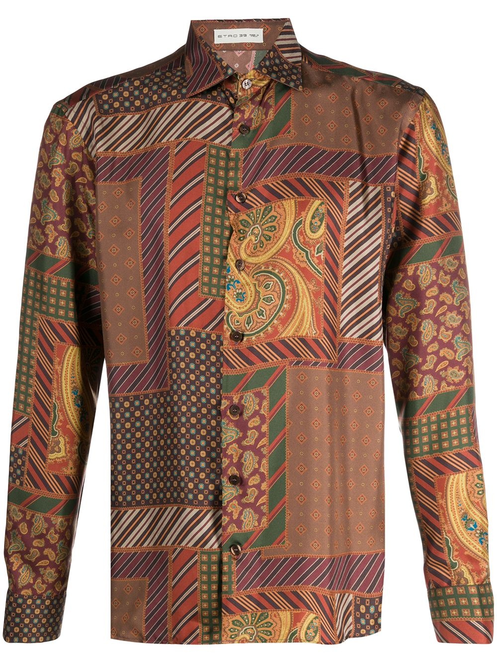 patchwork printed silk shirt - 1