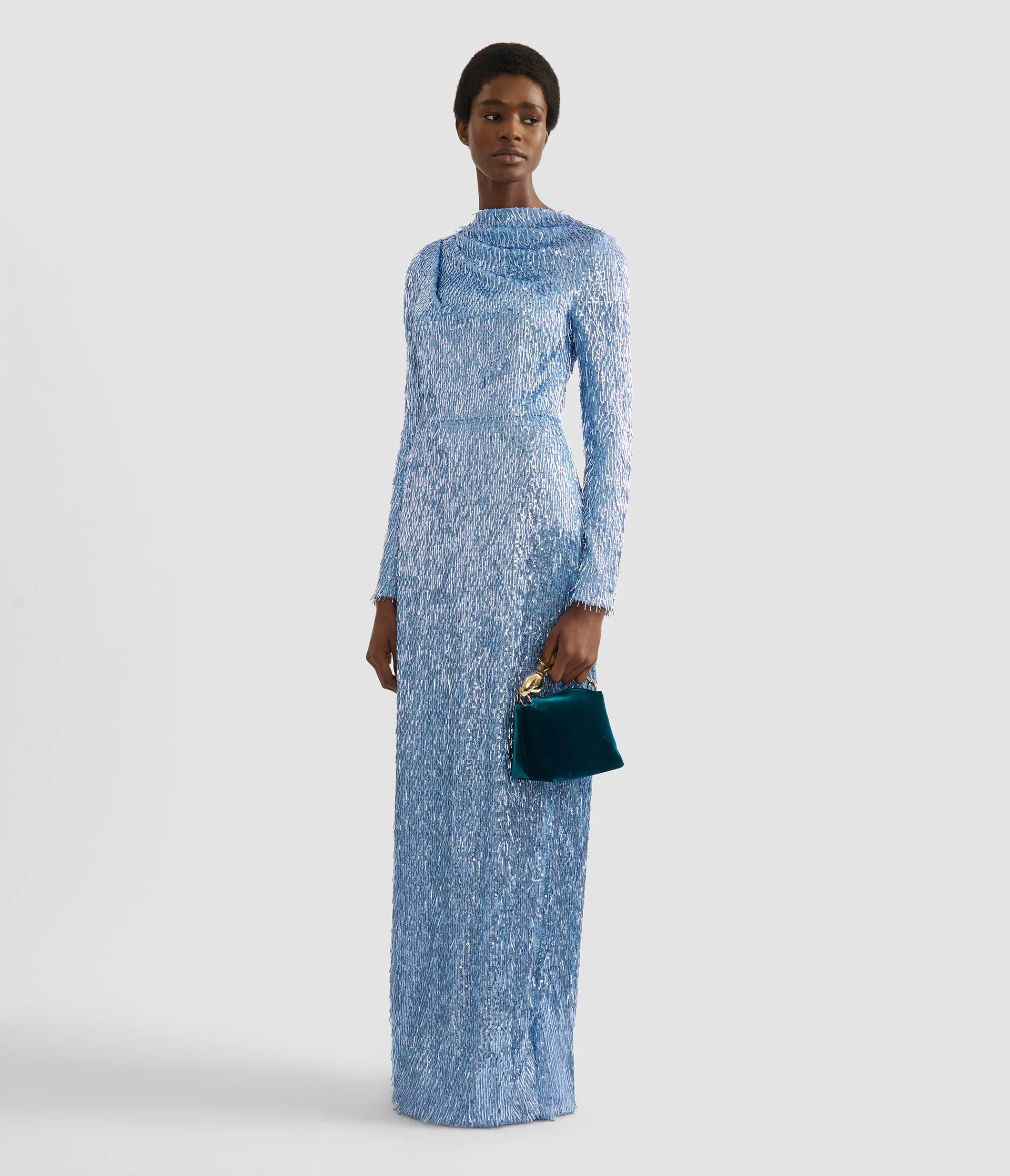 BUGLE SEQUIN LONG SLEEVE GOWN - 1