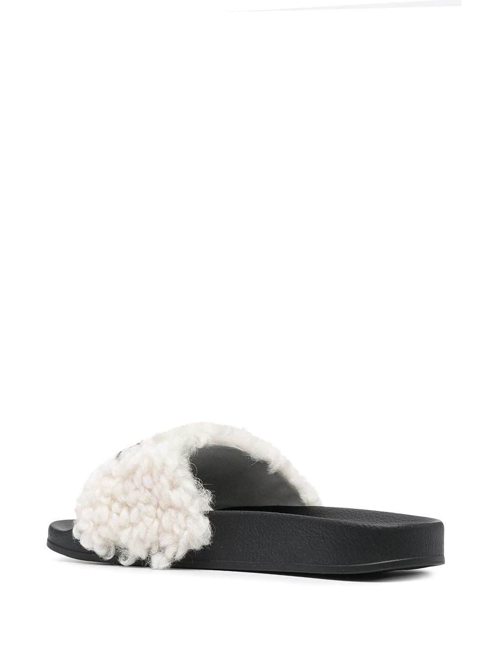 logo-print shearling slides - 3