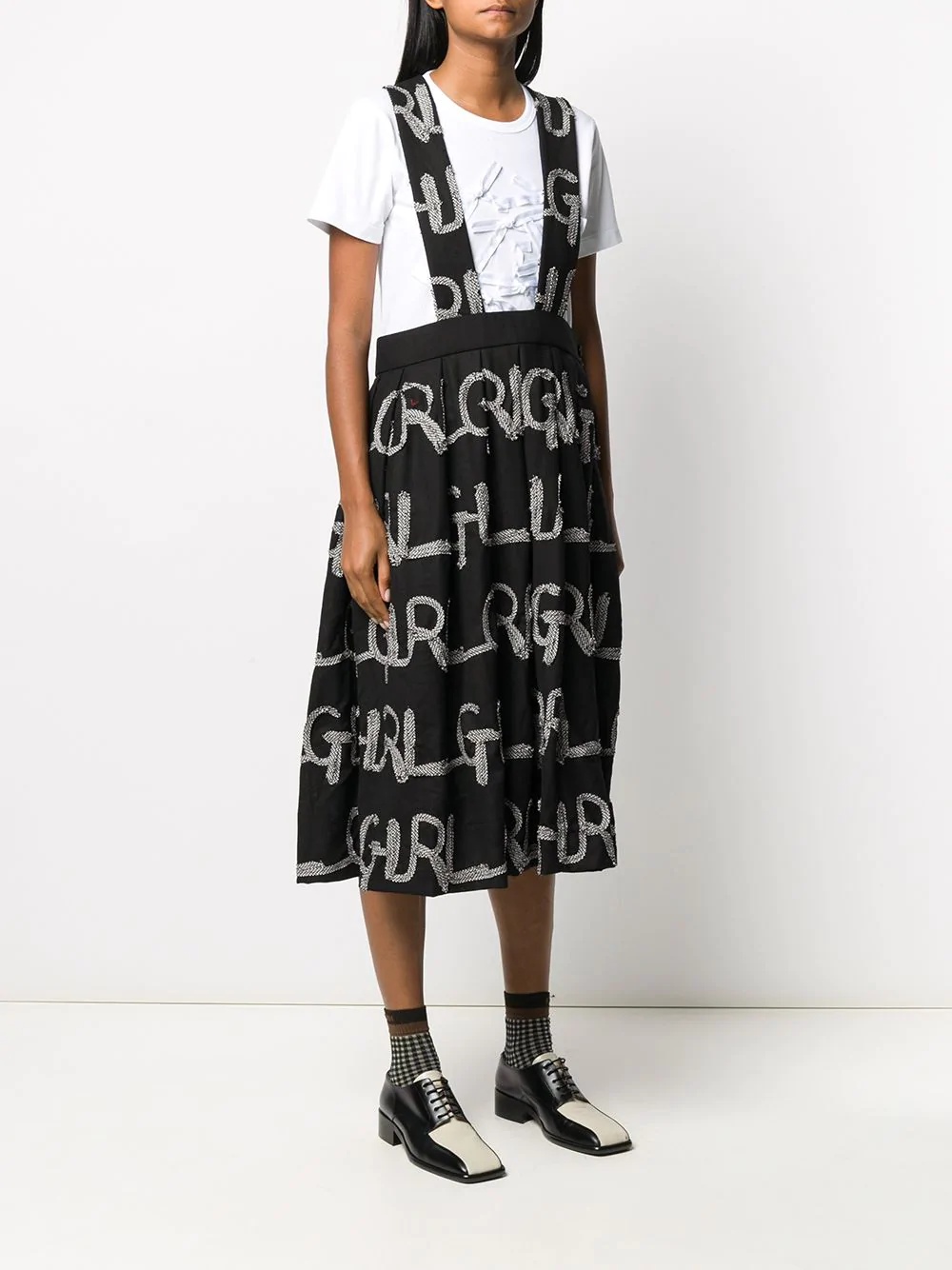 appliqué pinafore midi skirt - 3