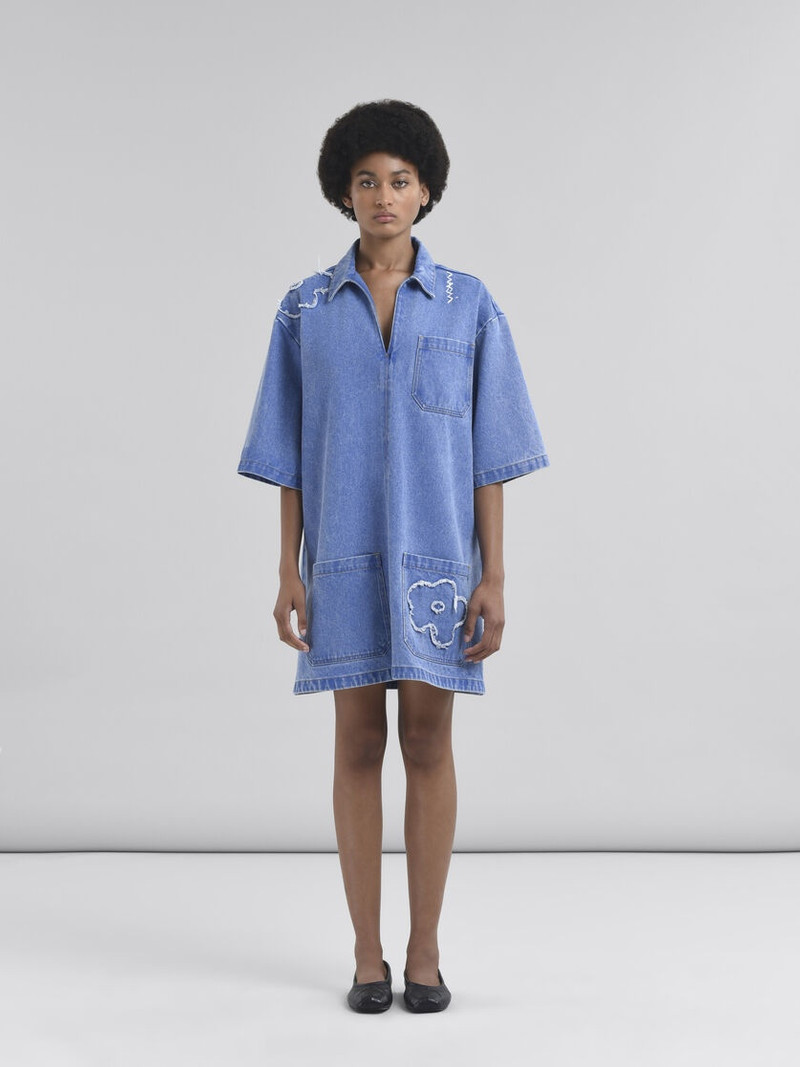 Marni SHORT DENIM DRESS WITH PATCH DETAIL outlook