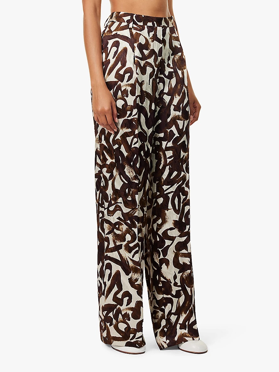 Portia abstract-pattern mid-rise straight-leg woven trousers - 3