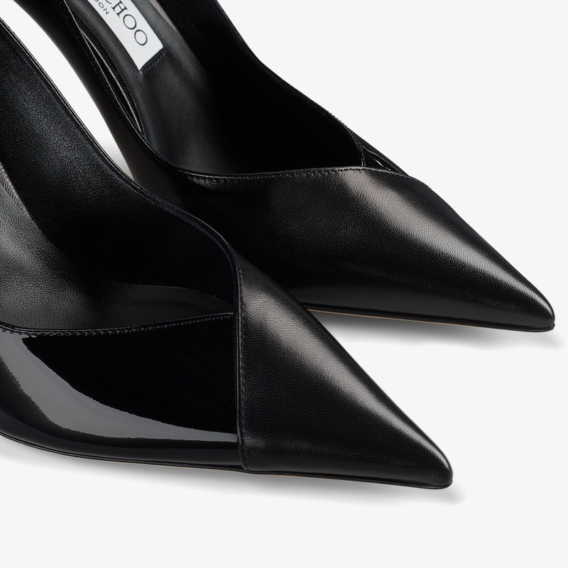 Cass 95 Black Nappa and Patent Leather Pumps 4