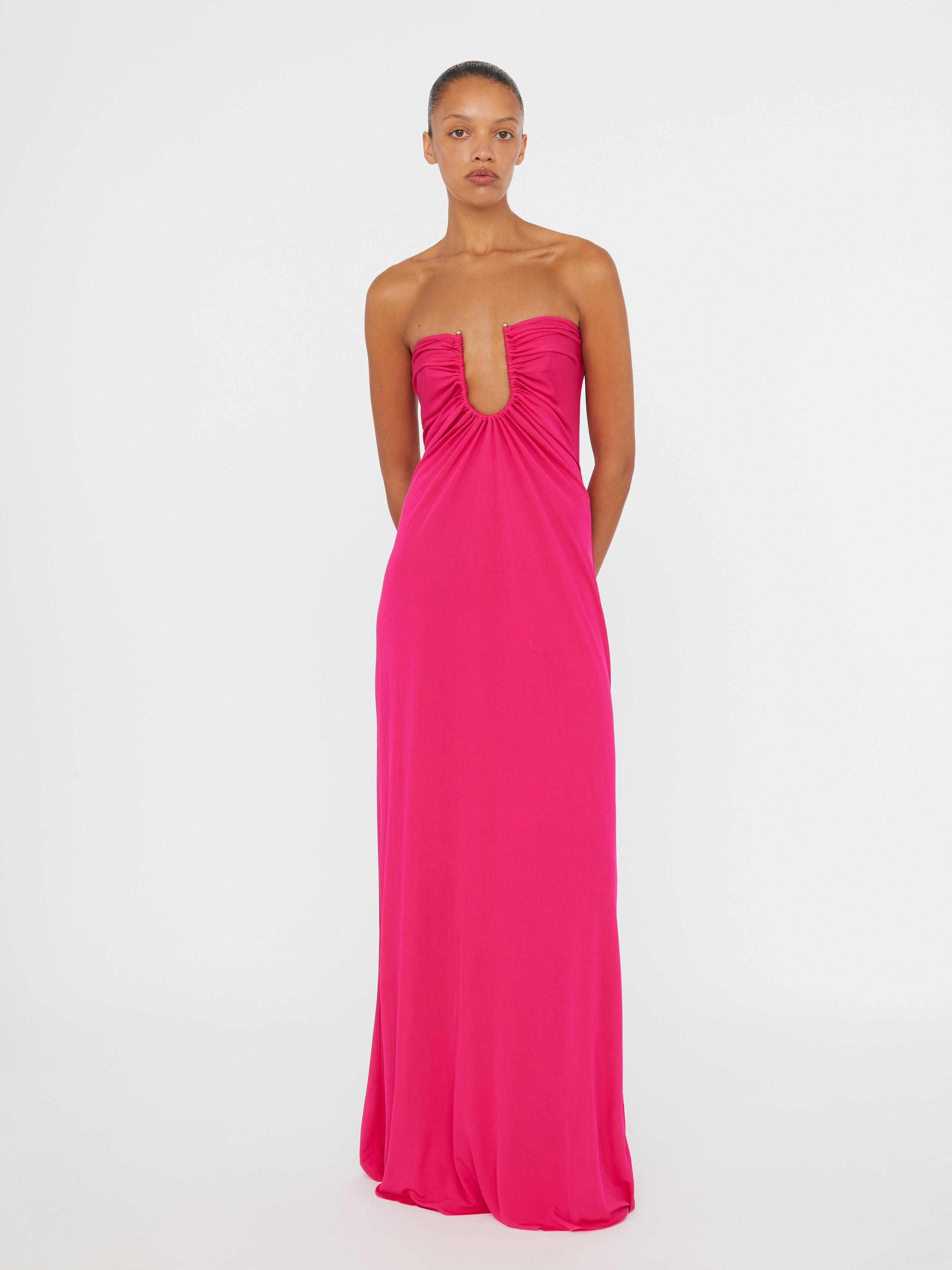 Arced Palm Strapless Dress - 5