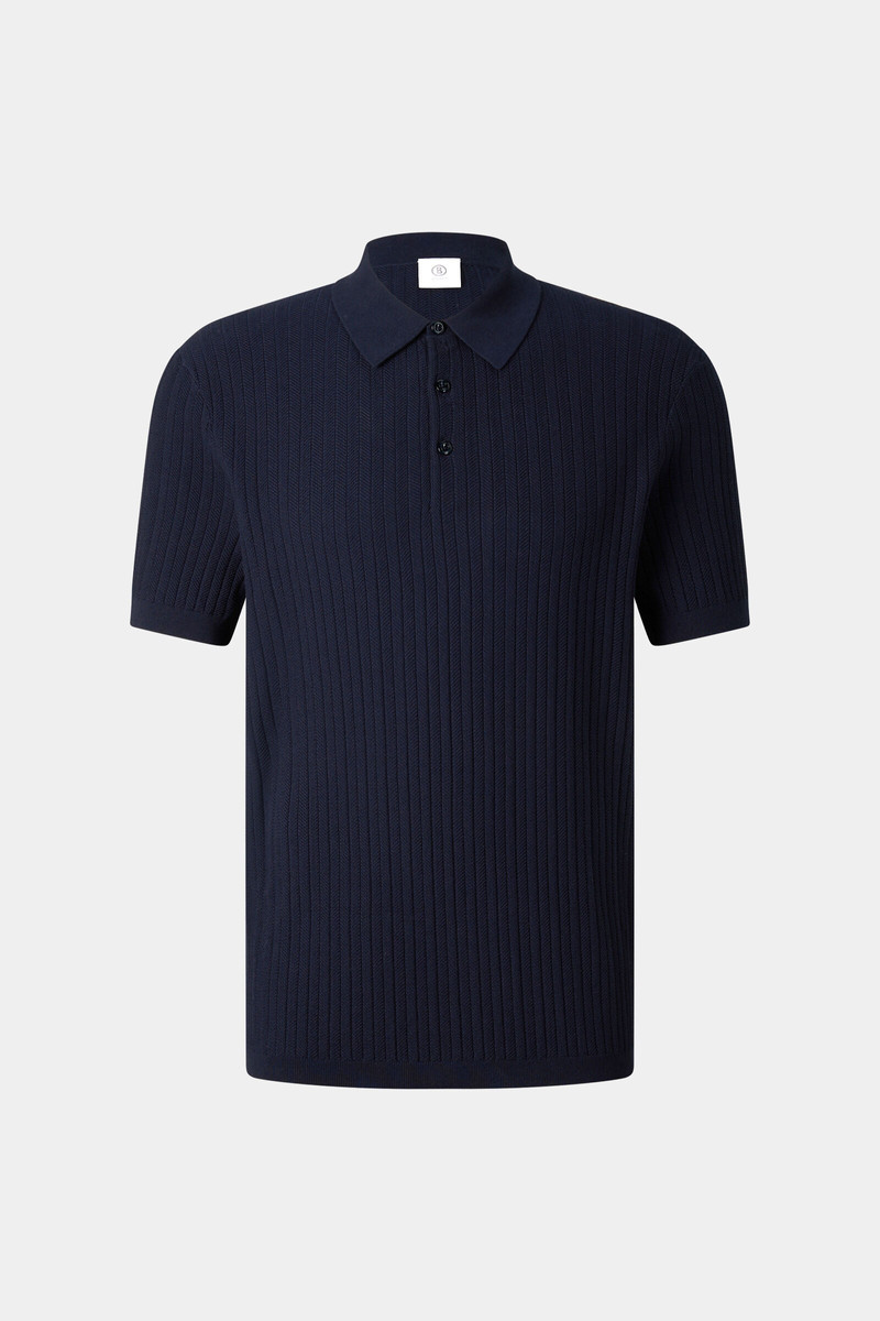Tobias knitted polo shirt in Navy blue 1