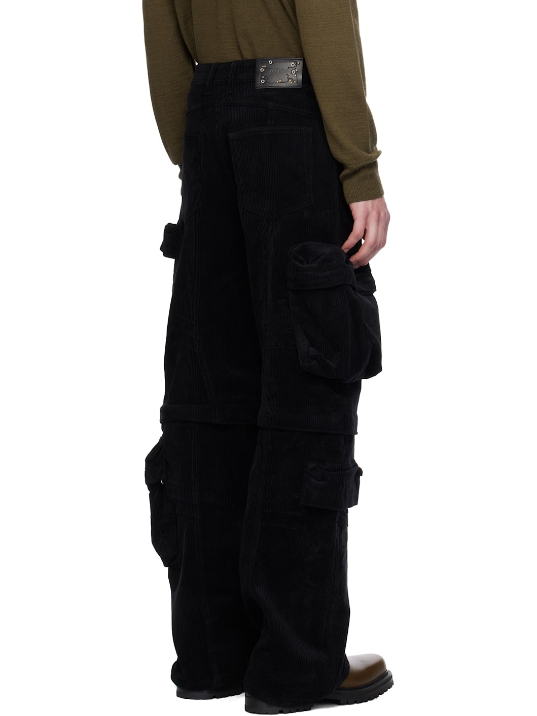 Black Milano Corduroy Cargo Pants - 3