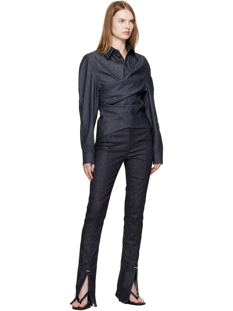 MUGLER Indigo Wrapped Chambray  Shirt outlook