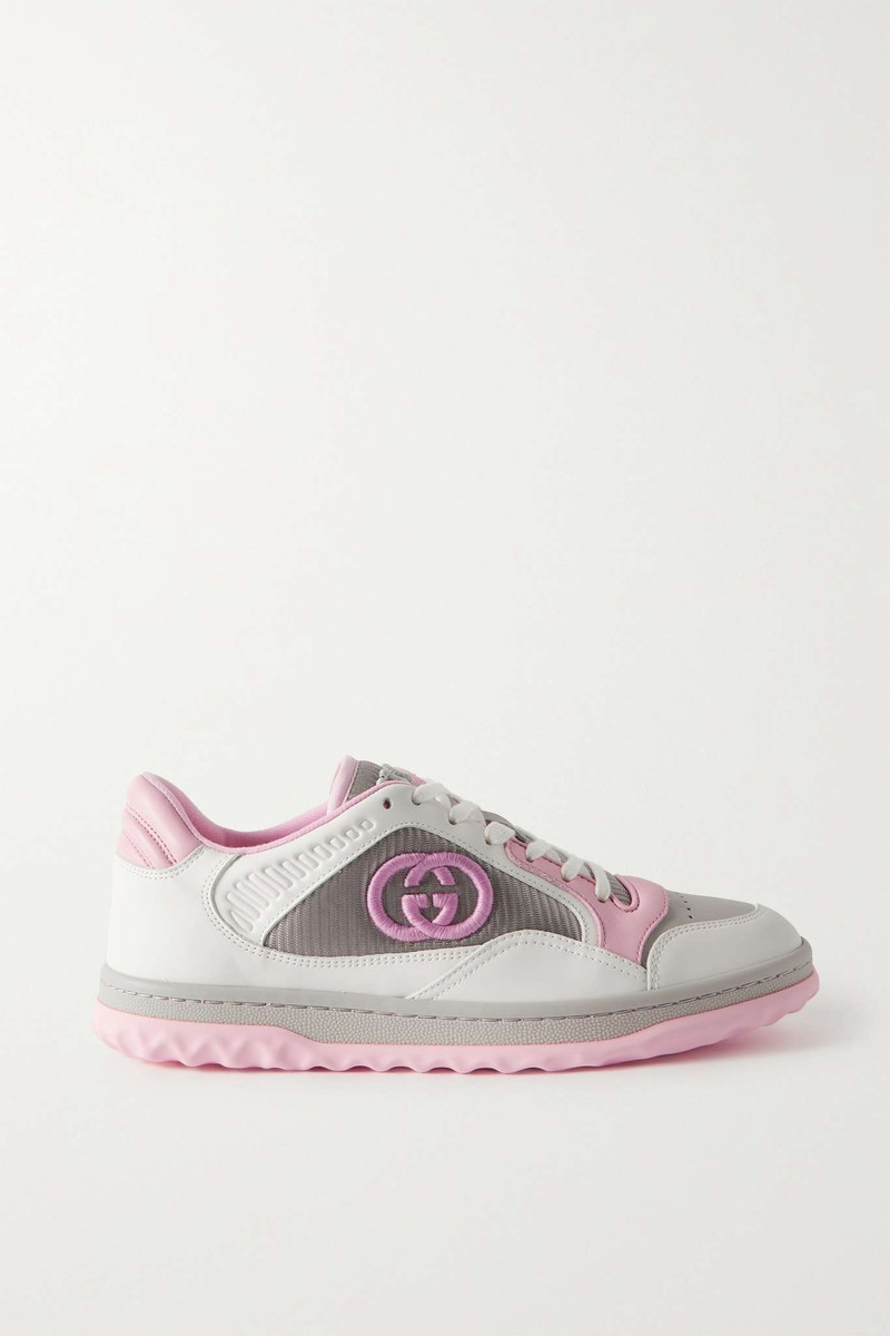MAC80 logo-embroidered mesh-trimmed leather sneakers - 1