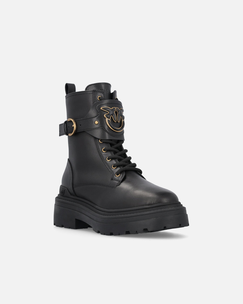 LEATHER COMBAT BOOTS WITH BRANDED FRONT STRAP 2