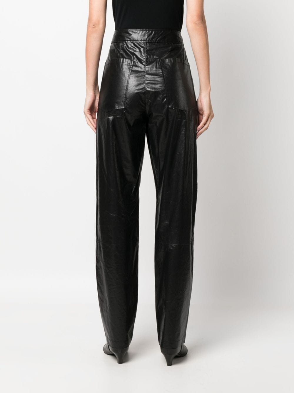 metallic-effect straight-leg trousers - 4
