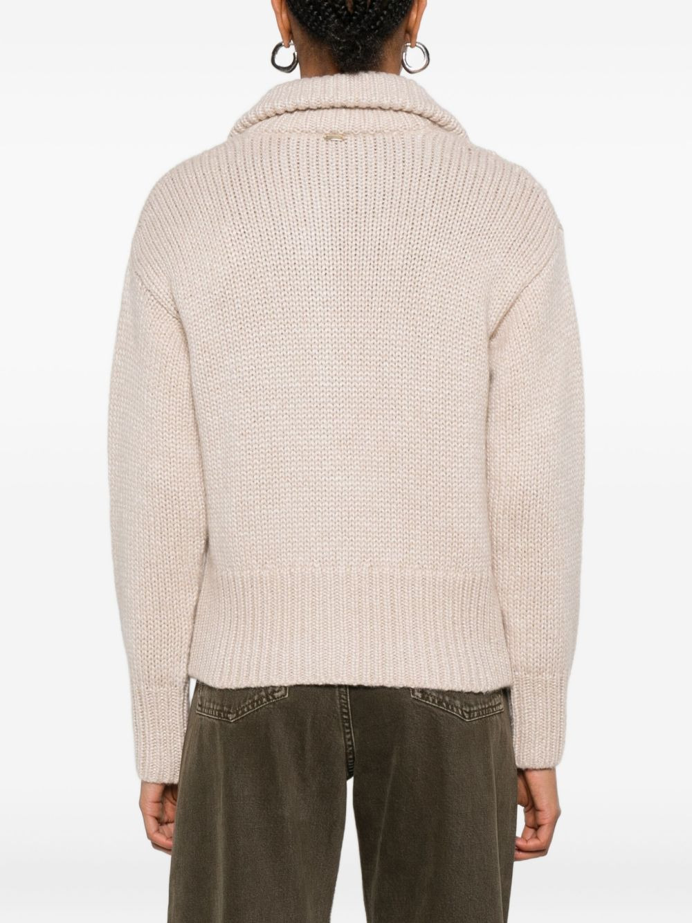 button-front collared cardigan - 4