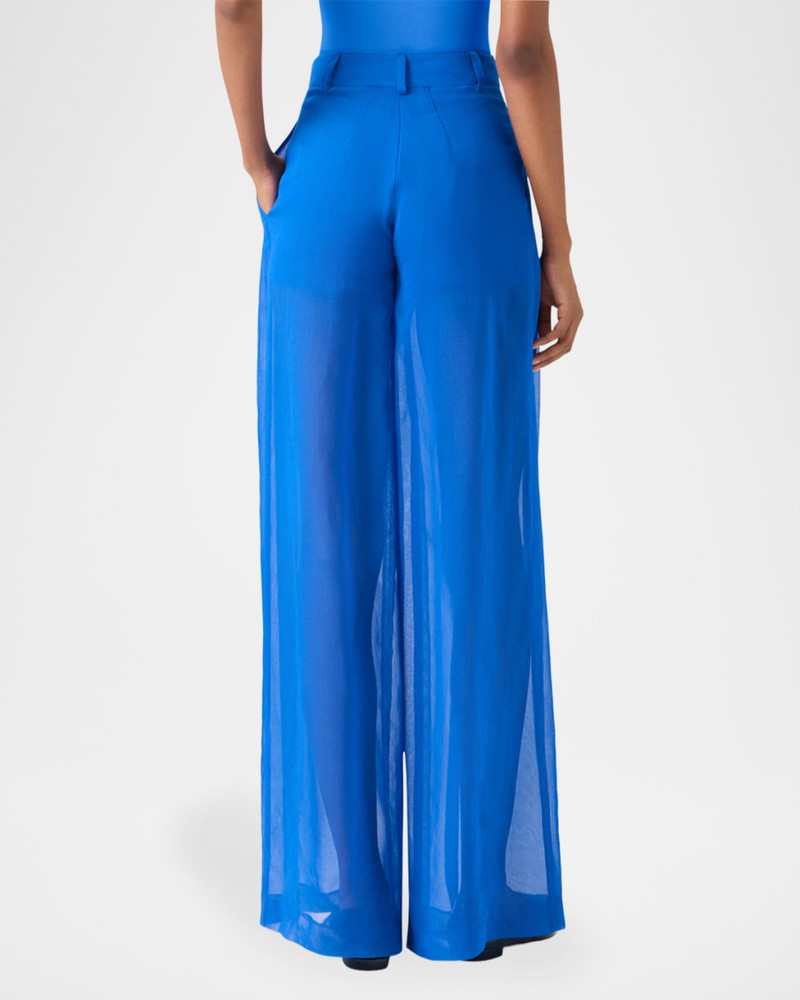 AKRIS Pleated Silk Organza Wide-Leg Pants outlook