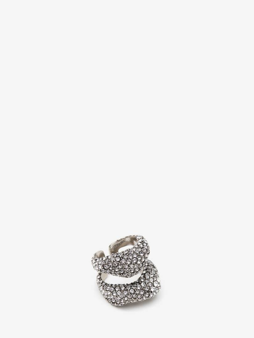 Women's Pave Sculptural Cut-out Ring in Antique Silver - 2