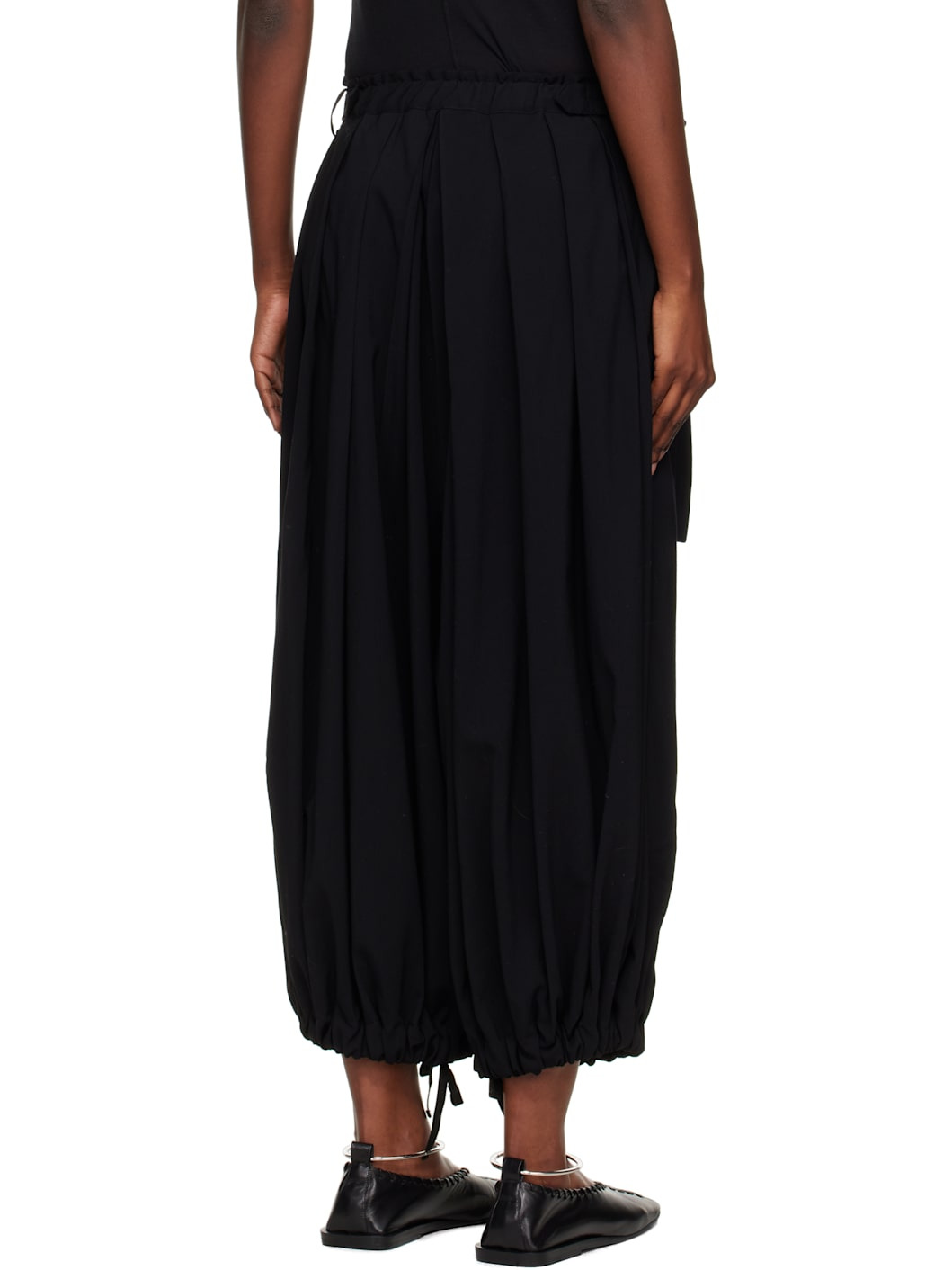 Black Hard-Twisted Lawn Tucked Trousers - 3