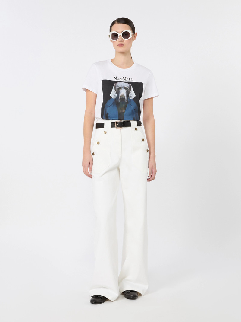 Max Mara CALCA Iconic print-adorned jersey T-shirt - WHITE outlook
