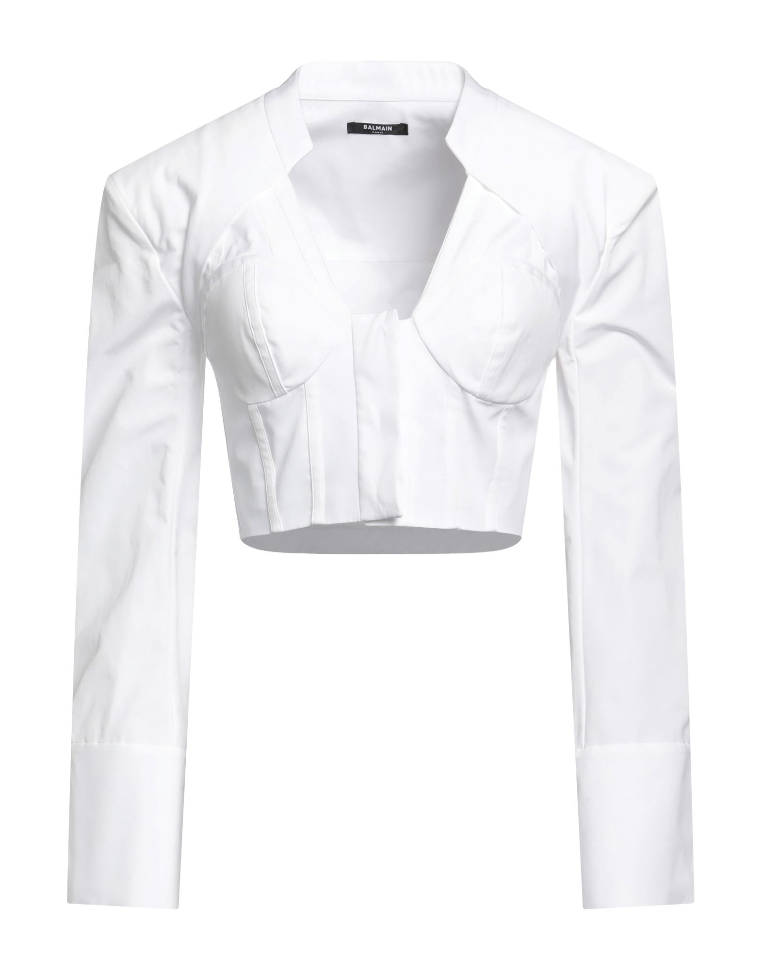 White Women's Solid Color Shirts & Blouses - 1