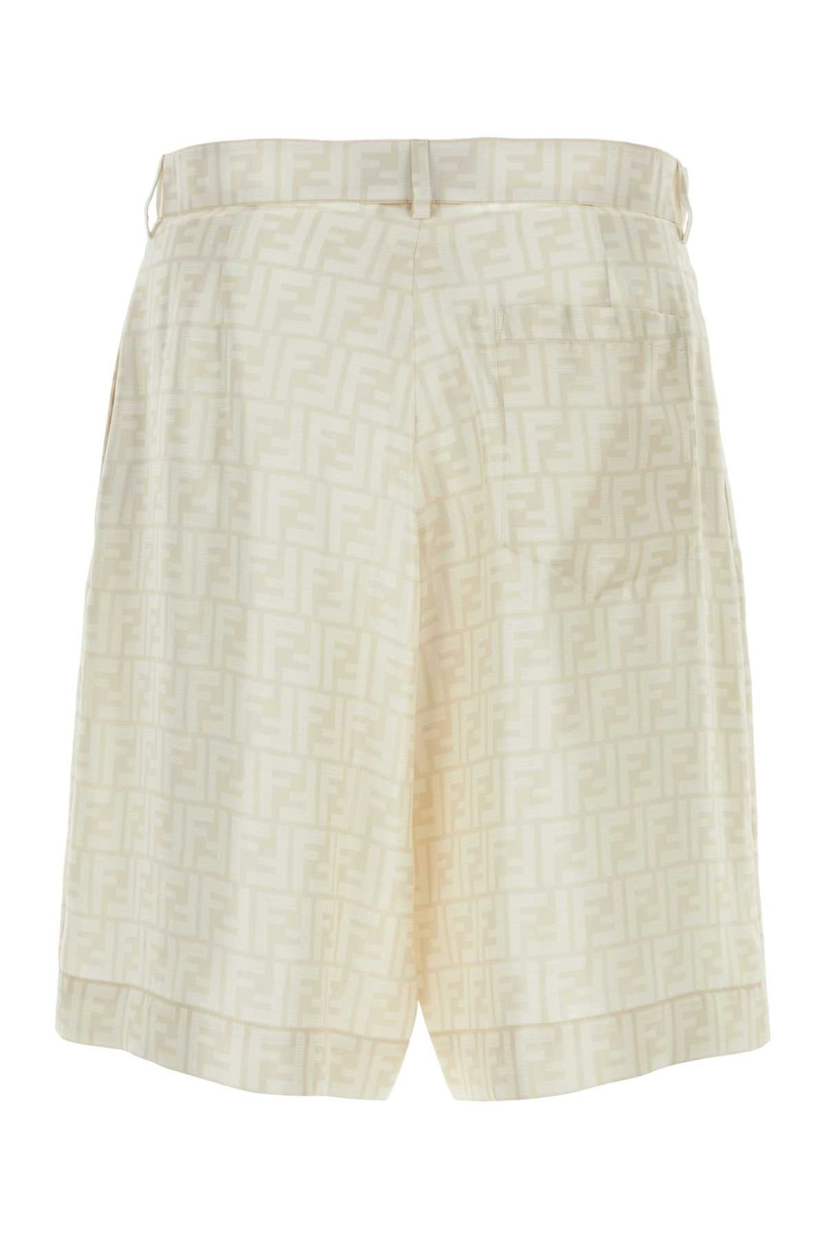 Fendi Men Embroidered Silk Bermuda Shorts - 2